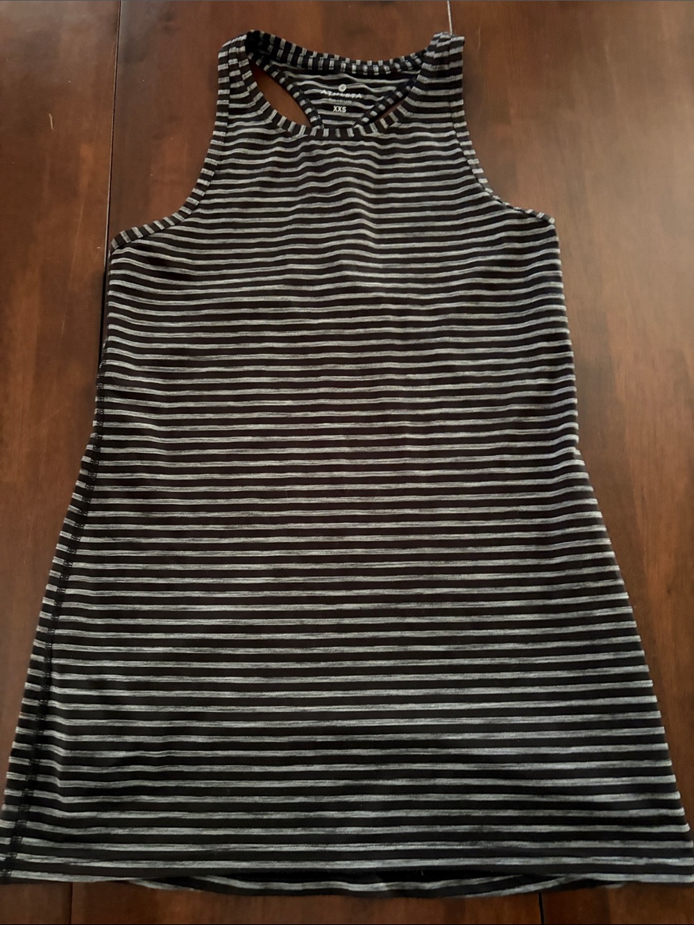 Athleta Black and Gray Striped Racerback Tank